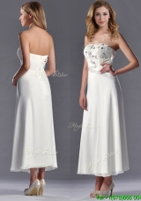 Elegant Applique with Beading White Mother Groom  Dress in Tea Length