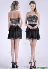 Cheap Sweetheart Black Short Cheap Dress in Sequins and Chiffon