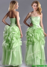 Classical Beaded and Bubble Organza Cheap Dress in Yellow Green