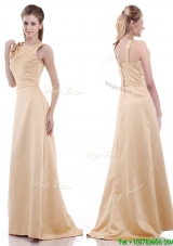 2016 Simple Column Scoop Bowknot Mother Groom Dress in Champagne