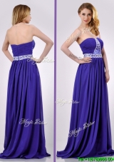 Empire Strapless Beaded Purple Long Cheap Dress for Evening