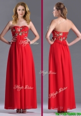Luxurious Applique with Sequins Red Cheap Dress in Ankle Length