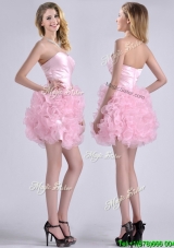 Sexy Sweetheart Rolling Flowers Short Prom Dress in Baby Pink