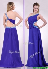 Sexy Brush Train One Shoulder Prom Dress with Criss Cross