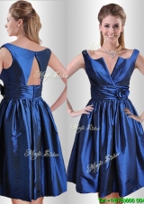 Sexy Open Back Hand Crafted Flower Prom Dress in Royal Blue