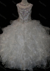 Princess Ball Gown Scoop Beaded Bodice Lace Up  Mini Quinceanera Dress in White