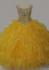 Beautiful Sweetheart  Mini Quinceanera Dress with Spaghetti Straps in Yellow