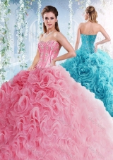 Visible Boning Beaded Bodice Detachable Quinceanera Gowns  in Rolling Flowers