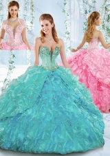 Deep V Neckline Detachable Quinceanera Gowns with Beading and Ruffles