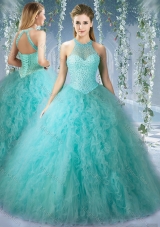 Sweet Sixteen Dress With Beaded Decorated Bodice and High Neck