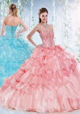 Latest Visible Boning Beaded Bodice Sweet Sixteen Dresses  in Organza