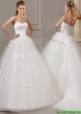 2016 Ball Gown Court Train Wedding Dresses with Appliques and Ruching