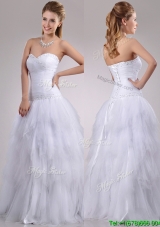 2016 New Style A Line Sweetheart Tulle Bridal Dress with Beading