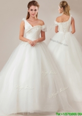 Fashionable Asymmetrical Wedding Dresses with Beading and Ruching