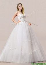Perfect Ball Gown Beaded and Applique Wedding Dresses with Strapless