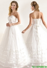 Perfect A-line Organza Wedding Dresses with Handle Made Flower and Ruching