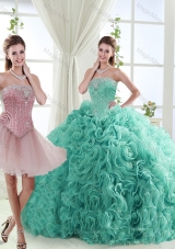 Popular Beaded Big Puffy Detachable Quinceanera Gowns in Rolling Flower