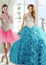 Sophisticated Rolling Flowers Detachable Quinceanera Gowns  with Brush Train