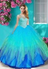 Exquisite See Through Beaded Scoop Quinceanera Dress with Backless
