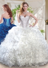 Latest Organza White Quinceanera Dress with Beading and Ruffles