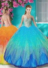 Fashionable Beaded and Applique Quinceanera Dress in Multi Color
