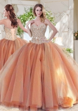 Unique Beaded Really Puffy Quinceanera Dress in Orange