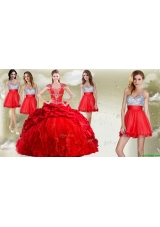 Top Selling Beaded and Pick Ups Quinceanera Dress and Romantic Sequined V Neck Short Dama Dresses