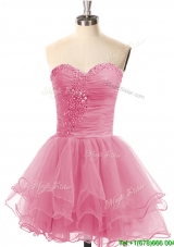 Vintage Lace Up Organza Short Prom Dress with Beading