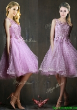 Popular See Through Beaded and Applique Prom Dress in Lavender