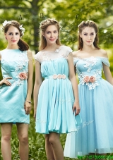 Most Popular Light Blue Bridesmaid Dress with Appliques for Spring