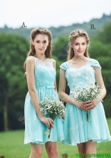 Classical Mint Short Bridesmaid Dress with Appliques and Belt
