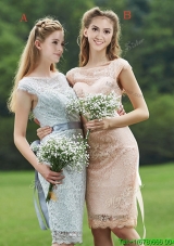 Luxurious See Through Scoop Cap Sleeves Dama Dress with Sashes