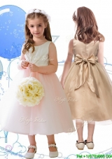 Beautiful Scoop Baby Pink Tulle Flower Girl Dress with Sashes