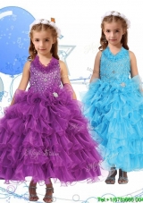 Affordable Halter Top Mini Quinceanera Dress with Beading and Ruffled Layers