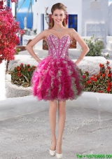 Visible Boning Beaded Bodice and Ruffled Prom Dress in Organza