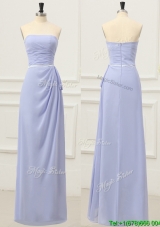 Simple Strapless Empire Lilac Prom Dress with Belt for Spring