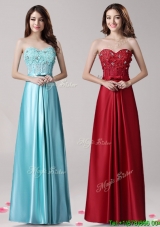 Elegant Beaded and Bowknot Empire Prom Dress in Satin