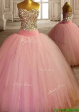 New Style Beaded Bodice Baby Pink Custom Make Quinceanera Dress in Tulle