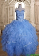 Gorgeous Tulle Beaded and Ruffled Custom Make Quinceanera Dress with Puffy Skirt
