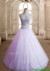 Romantic A Line Lavender Sweet 16 Dress with Beading for Spring