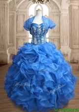 Discount Big Puffy Organza Quinceanera Dress with Beading and Ruffles