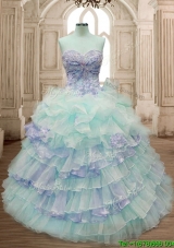 Hot Sale Ruffled Layers and Applique Quinceanera Dress with Big Puffy