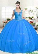 New Style Straps Beaded Big Puffy Sweet 16 Dress in Tulle