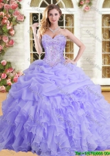 Latest Applique and Ruffled Quinceanera Dress in Lilac for Spring