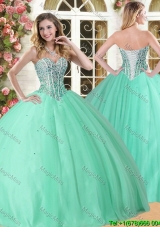 Wonderful Beaded Quinceanera Dress in Apple Green for Spring