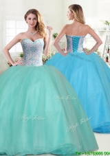 Perfect Big Puffy Apple Green Quinceanera Dress with Beading