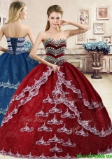 Inexpensive Beaded and Applique Quinceanera Dress in Wine Red