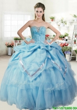 Perfect Beaded and Pick Ups Sweet 16 Dress in Baby Blue