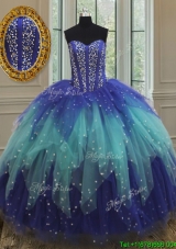 Unique Visible Boning Two Tone Quinceanera Dress with Beading and Ruffles for 2017