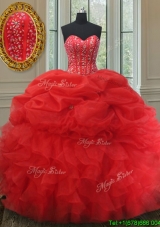 Elegant Visible Boning Bubble Quinceanera Dress with Beading and Ruffles